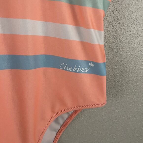 Chubbies Womens Size Small Orange Striped One Piece Swimsuit - Picture 2 of 4